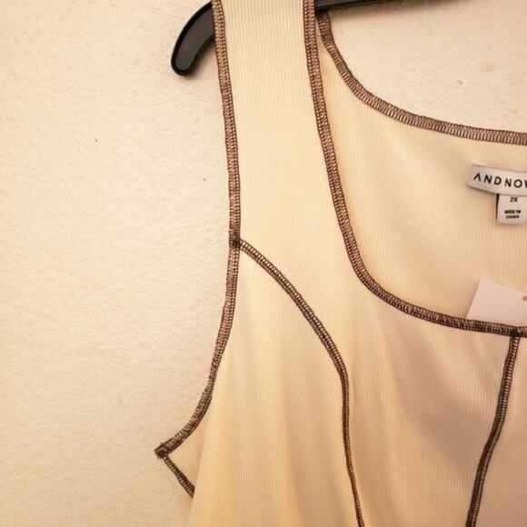 And Now This Cream Brown Trimmed Corset Style Crop Top Size Jr. Plus 2X NWT - Picture 5 of 9